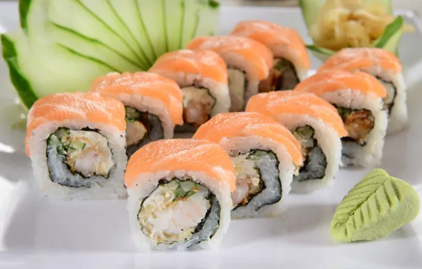 Картинка зелень, rolls, sushi, суши, роллы, японская кухня, fresh herbs, Japanese cuisine