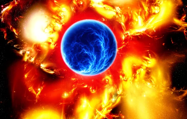 Картинка космос, синий, красный, art