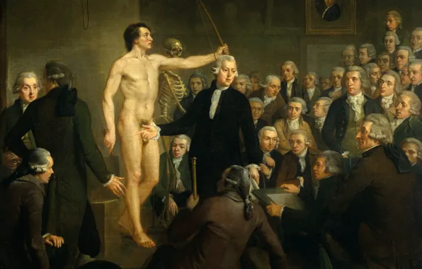 Масло, картина, холст, Лекция по Анатомии в Изостудии, Adriaan de Lelie, Адриан Де Лели