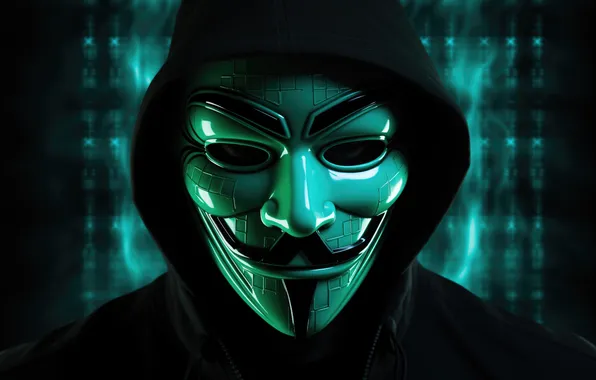 Картинка Взгляд, Лицо, Маска, Куртка, Hacker, Hoodie, Anonymous, Анонимус