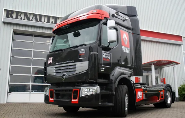 Картинка чёрный, грузовик, Renault, тягач, Renault Trucks, Premium Optiracer