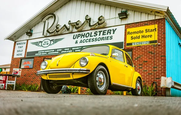 Желтый, ретро, фары, volkswagen, retro, beetle, volkswagen beetle