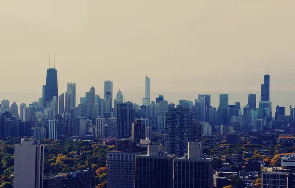 Картинка небоскребы, утро, Чикаго, USA, Chicago, мегаполис, illinois