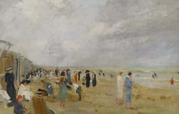 Картина, жанровая, Эрнст Опплер, На Пляже, Ernst Oppler