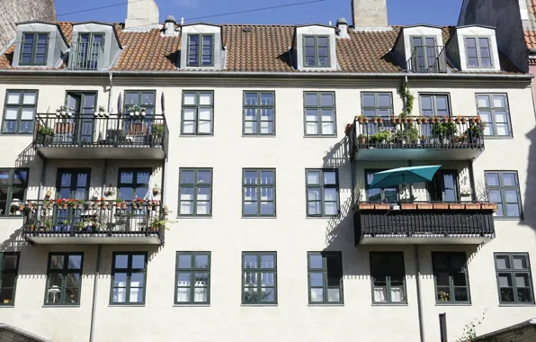 Картинка Город, Здание, Building, балконы, Town, Balcony