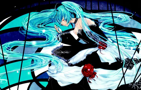 Девушка, цветы, аниме, арт, vocaloid, amano yue, cantarella