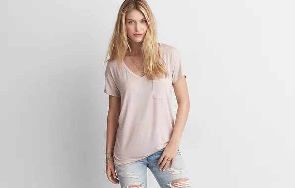 Girl, long hair, young, model, pretty, jeans, adorable, clothes