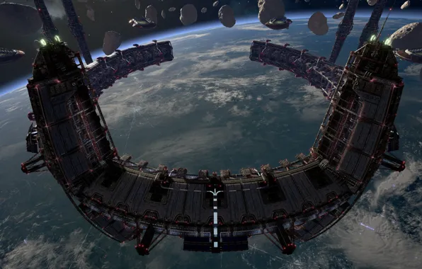Космос, планета, станция, Fractured Space, Home Base Station