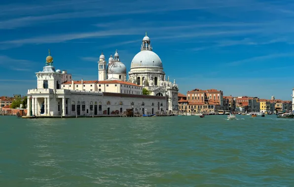 Картинка фото, Дома, Город, Италия, Венеция, Храм, Водный канал