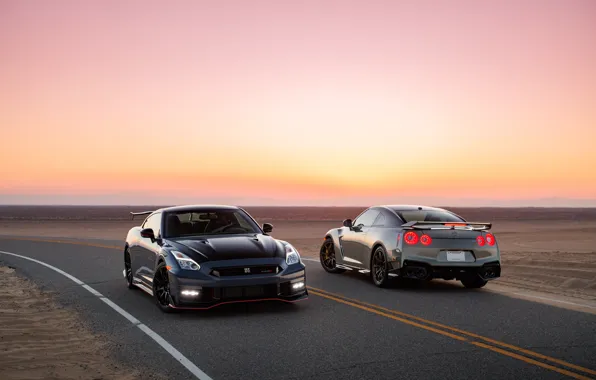 Небо, закат, Nissan, GT-R, ниссан, R35, Nissan GT-R Nismo, 2023