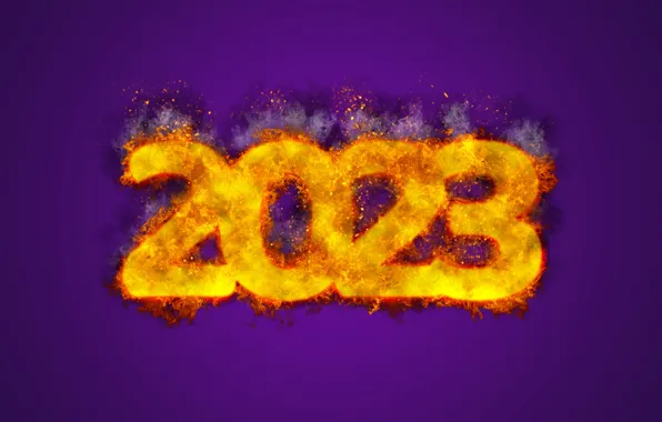 Картинка огонь, Новый Год, цифры, fire, happy, New Year, design by Marika, 2023