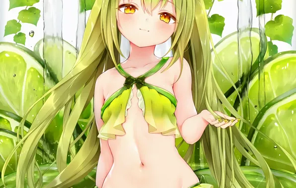 Girl, sexy, cleavage, long hair, boobs, animal ears, anime, beautiful