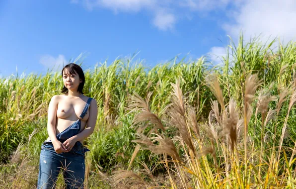 Asian, Model, Denim, Woman, Nude, Naked, Jeans, Pretty