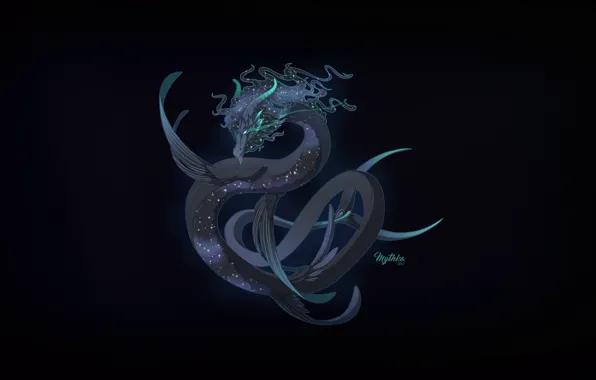 Рисунок, Дракон, Стиль, Фон, Fantasy, Dragon, Mythology, Арт