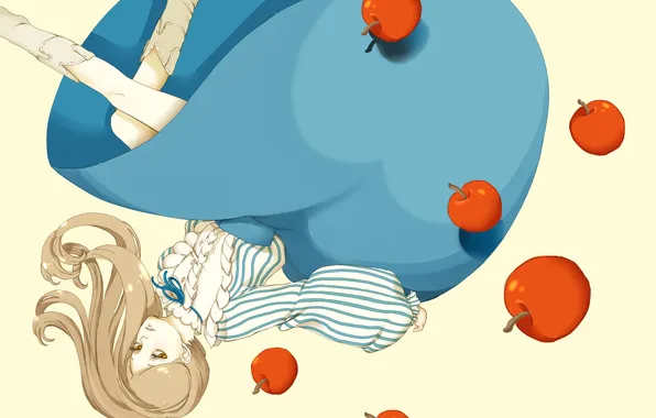 Картинка девушка, яблоки, падение, Mawaru Penguindrum, Takakura Himari