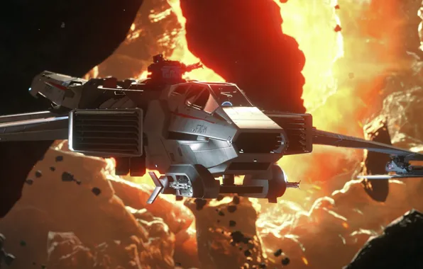 Космос, полет, звездолет, Hornet, Star Citizen