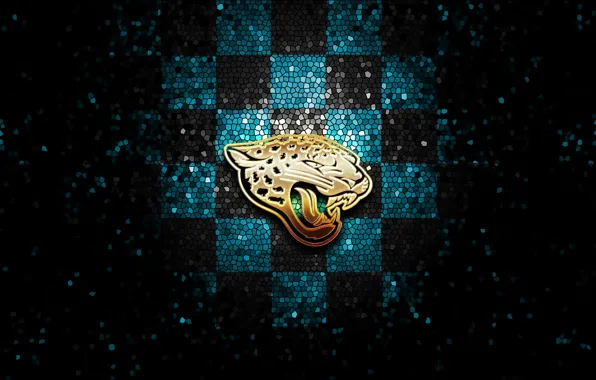 Wallpaper, sport, logo, NFL, glitter, checkered, Jacksonville Jaguars