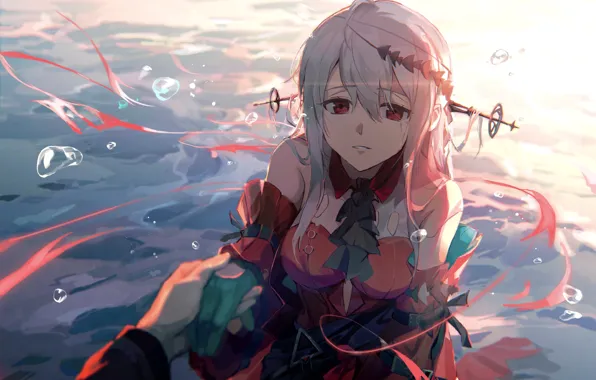 Вода, девушка, рука, Arknights, Skadi