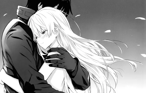 Девушка, парень, anime, art, yin, hei, darker than black, чб