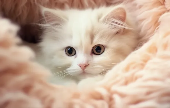 Кошка, взгляд, поза, котенок, мордашка, ИИ-арт, нейросеть