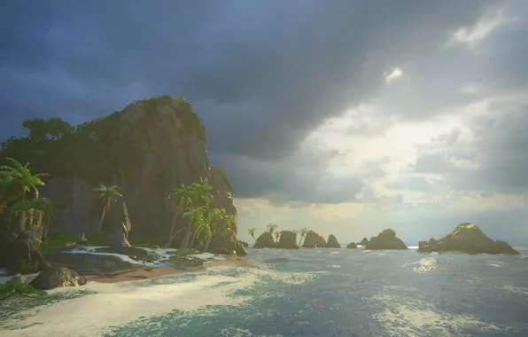 Картинка море, пальмы, остров, Naughty Dog, Playstation 4, Uncharted 4: A Thief's End