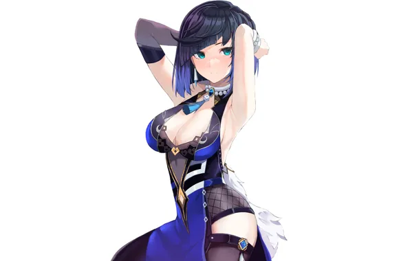 Girl, hot, sexy, blue, anime, short hair, pretty, babe