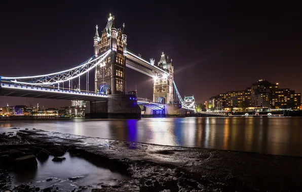Мост, город, река, лондон