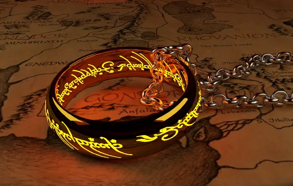 Карта, Властелин Колец, Кольцо, The Lord Of The Rings, Цепочка, Кольцо Всевластья