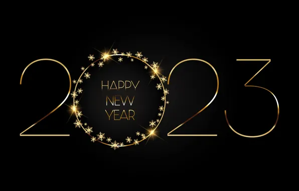 Картинка золото, Новый Год, цифры, golden, happy, New Year, glitter, 2023