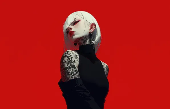 Anime, Tattoo, Anime Girl, AI art, AI Generated