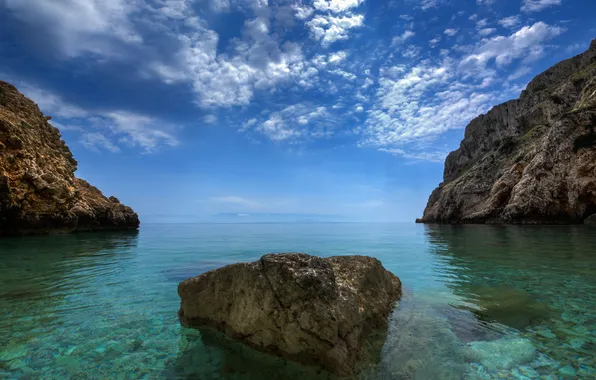 Картинка море, небо, скалы, камень, Хорватия