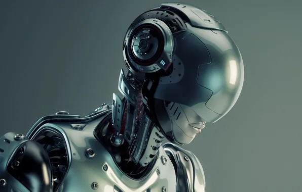 Cyborg, head, helmet, humanoid robot