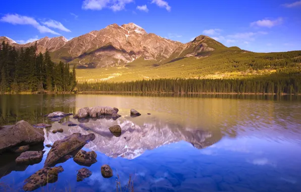 Горы, отражение, Озеро