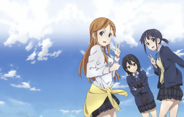 Аниме, Yui Kiriyama, Iori Nagase, Небо., Kokoro Connect, Himeko Inaba