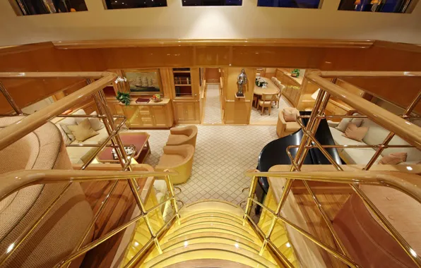 Interior, yacht, mega, Luxury, motor, main saloon