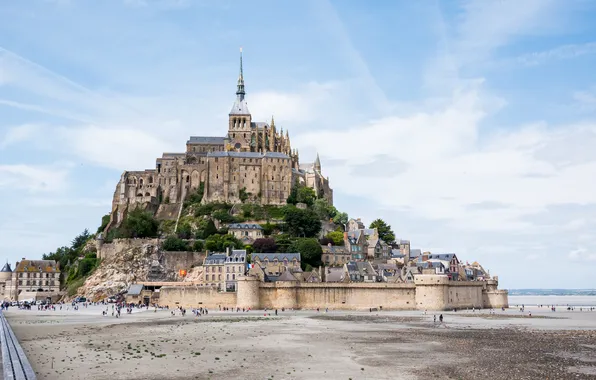 Холмы, Франция, крепость, Mont Saint Michel