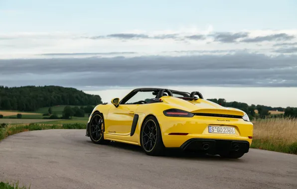 Картинка car, Porsche, yellow, 718, Porsche 718 Spyder RS