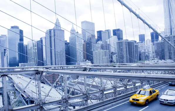 Картинка мост, город, небоскребы, USA, америка, сша, New York City, нью йорк