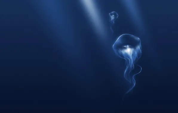 Картинка синий, медуза