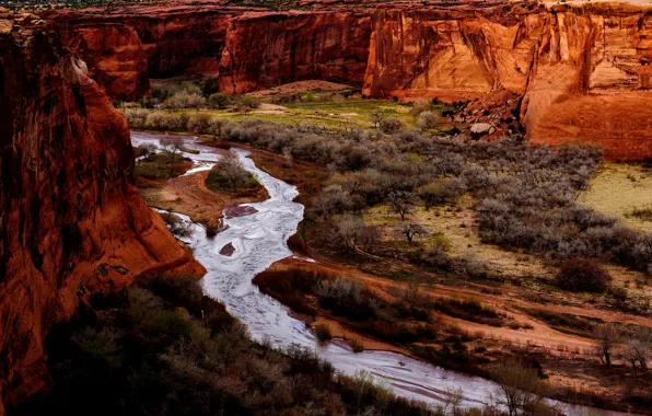 Картинка река, каньон, Arizona, Canyon De Chelly