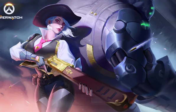 Девушка, Blizzard, Art, Game, Illustration, Ashe, Шериф, Overwatch