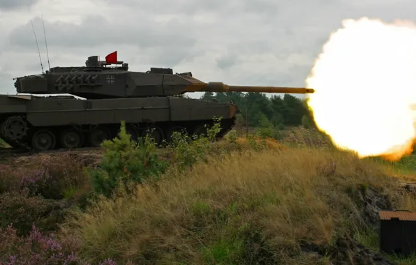 Огонь, выстрел, танк, leopard 2a6