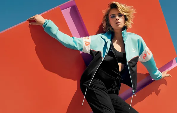 Взгляд, девушка, поза, модель, тень, кофта, Puma, Cara Delevingne