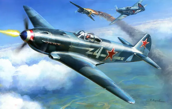 Картинка самолет, один, истребитель, воздушный, был, это, советский, одномоторный