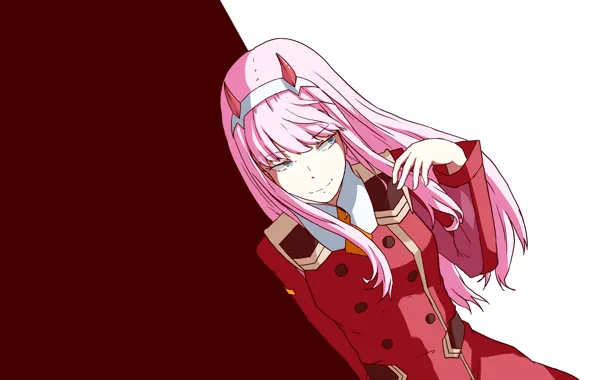 Девушка, арт, 002, Darling In The Frankxx, Милый во Франксе, Zero Two, двойной фон