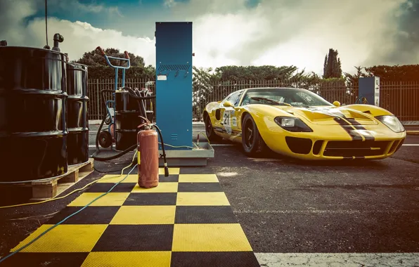Ford, Car, Race, Yellow, 1966, GT40