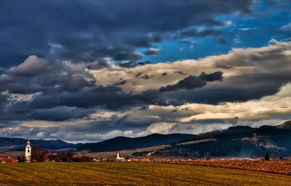 Небо, облака, горы