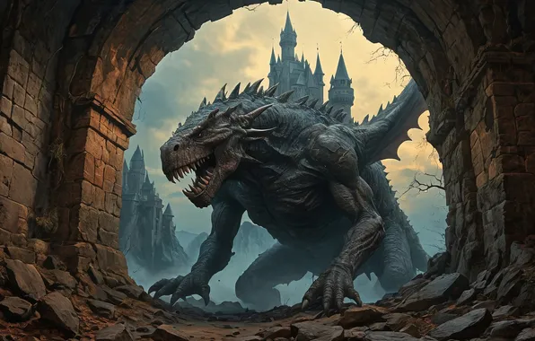 Замок, дракон, арка