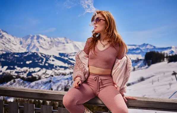 Smoke, winter, mountains, porn actress, Jia Lissa, Blacked