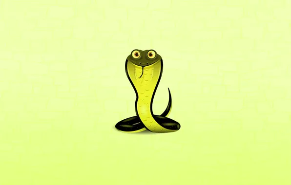 Змея, минимализм, кобра, глазастая, зеленый фон, cobra